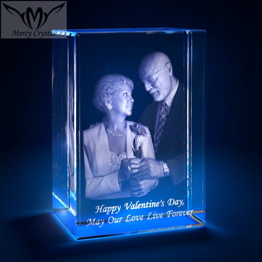 FOXXIE 3D Laser Square Crystal Photo Frame With Love Custom Glass Cube